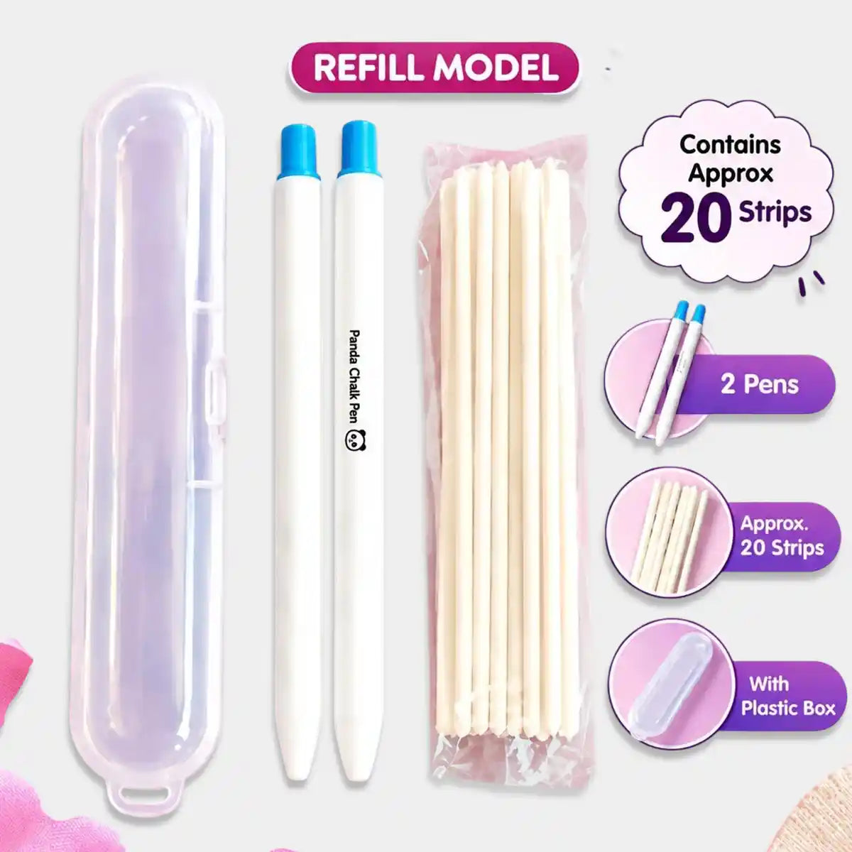 Tailoring Chalk Pen Kit with 2 Pens and 20 White Refills
