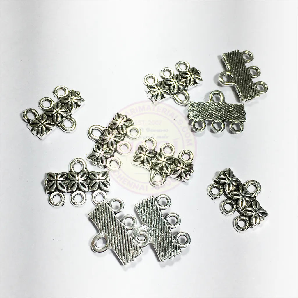 Charms Necklace Ends Connector (15mm 3 Hole, Silver) 5pcs