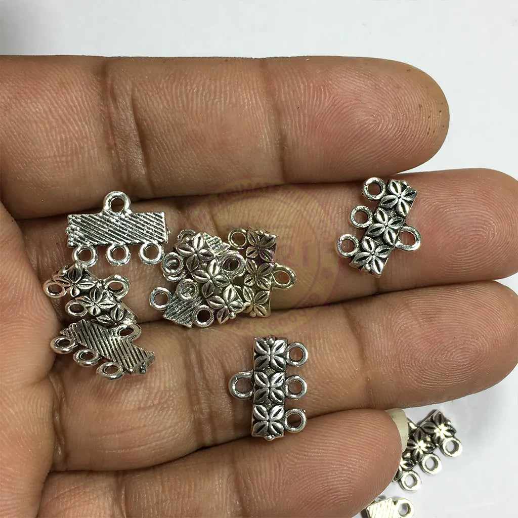 Charms Necklace Ends Connector (15mm 3 Hole, Silver) 5pcs