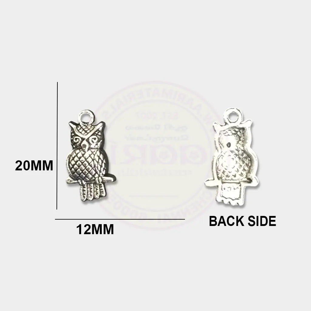 Charms Silver-plated 20x12mm (Owl Pendant) 1pc