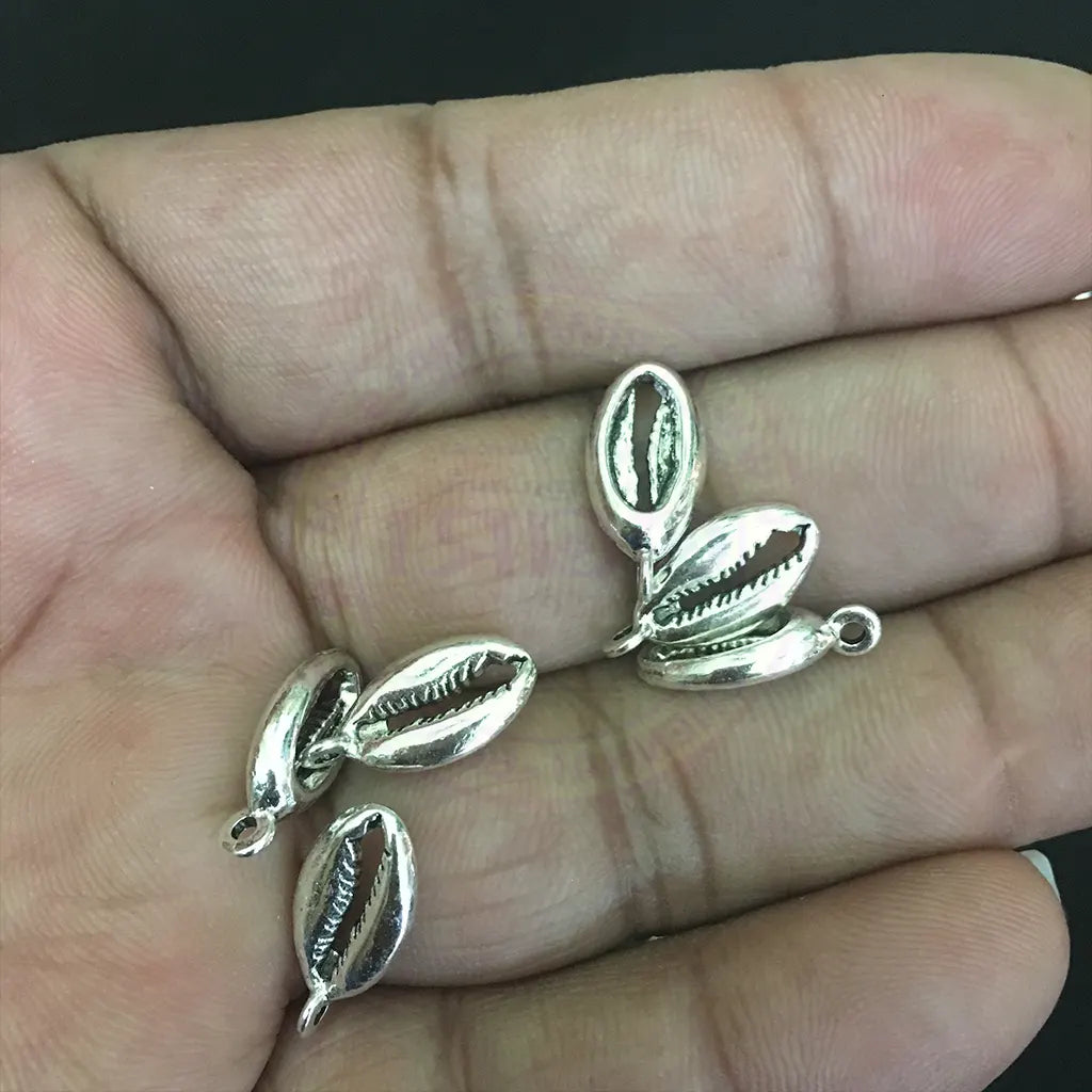 Charms Silver-plated 14x8mm (Cowrie Shell) 1pc