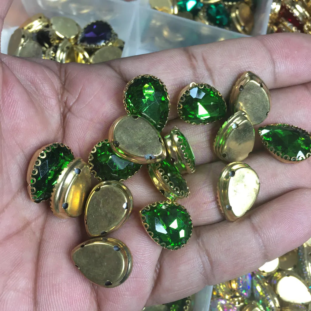 Clip Stone Light Green Color 18x14mm Drop Shape (1pc)