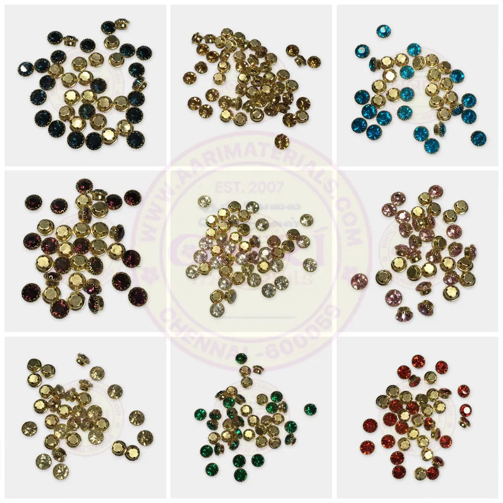 Clip Stone Round Shape 8MM(35ss) Gold Base - 1pc