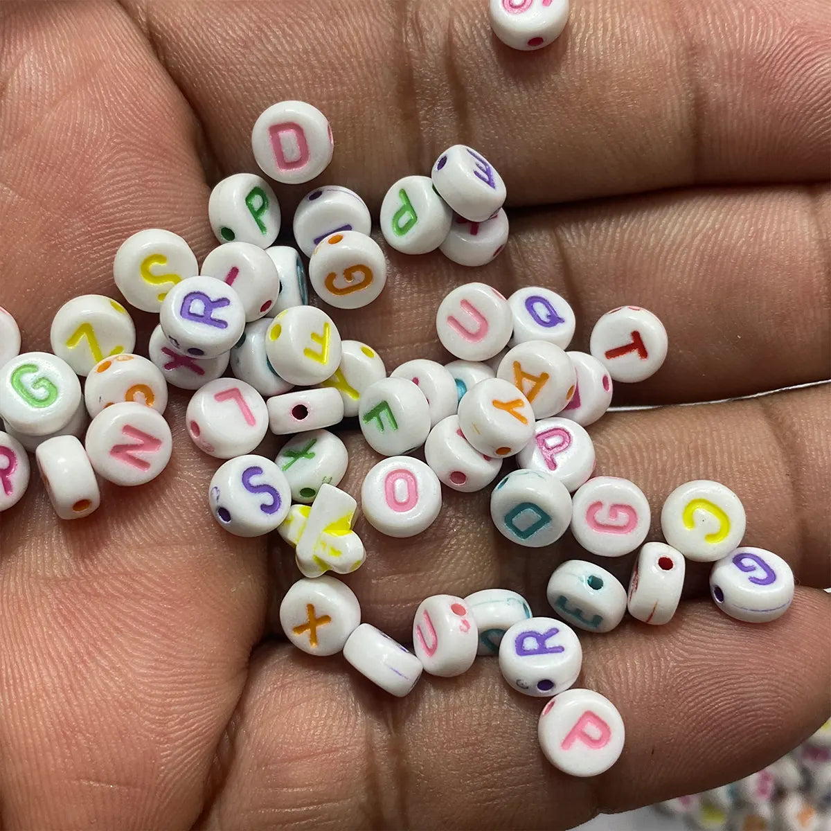 Colorfull Acrylic Letter Beads 6mm - 25grams