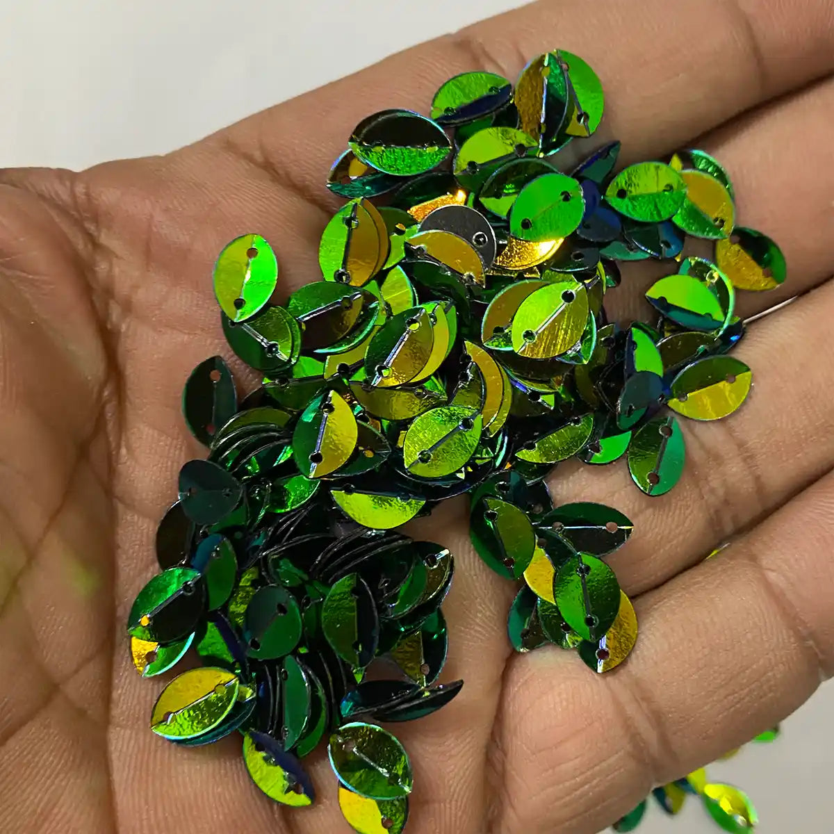 Colour 2 Hole Leaf Shape Sequins Size 10×6 mm – 10grams