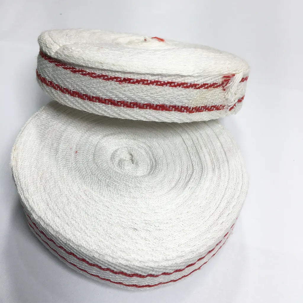 Cotton Nada String Reel-2m MM Width 1 Roll(14Mtrs)-Red Stripe Border