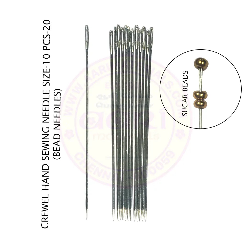 Crewel Hand Sewing Needle Size-10 Pcs-20 (Beads Needle)