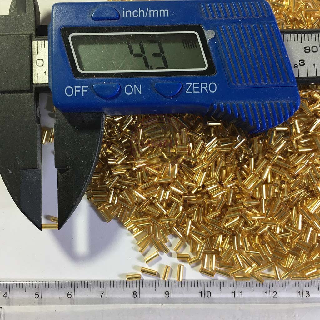 Cut Beads or Tube or Bugle Beads (4MM) Color Dark Gold (25grams)