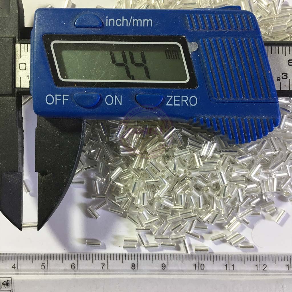 Cut Beads or Tube or Bugle Beads (4MM) Color White (25grams)