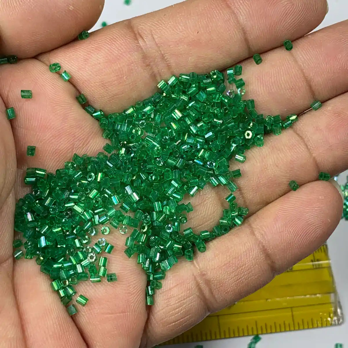 Cut Beads or Cutdana-2mm Green Color (25 grams)