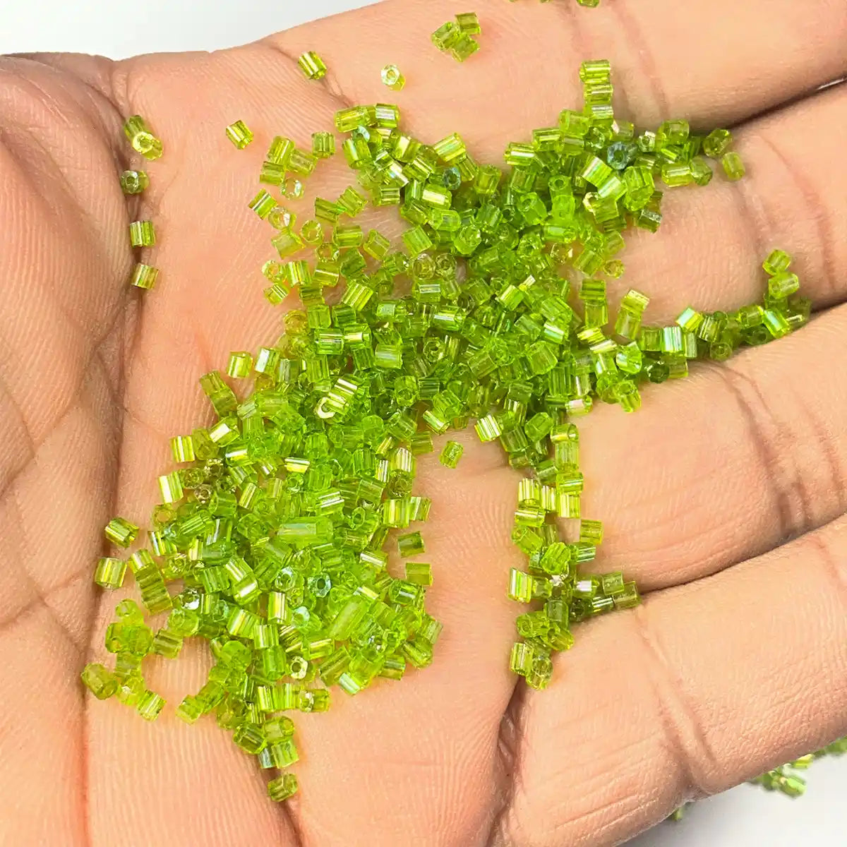 Cut Beads or Cutdana-2mm Parrot Green Color (25 grams)