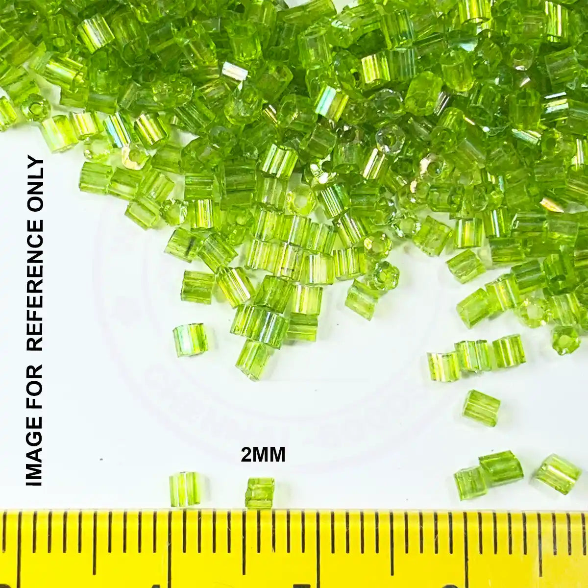 Cut Beads or Cutdana-2mm Parrot Green Color (25 grams)