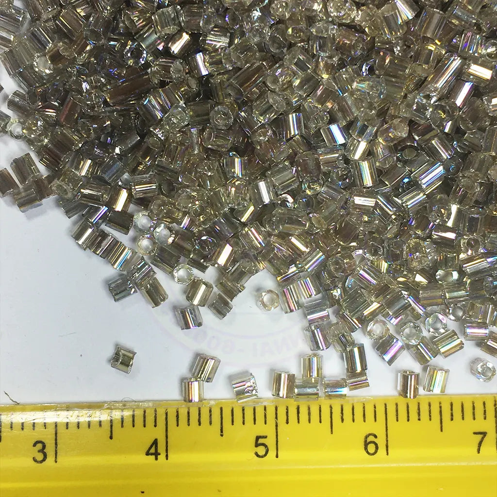 Cut Beads or Cutdana-2mm Silver or White with Rainbow Shade Color (25 grams)