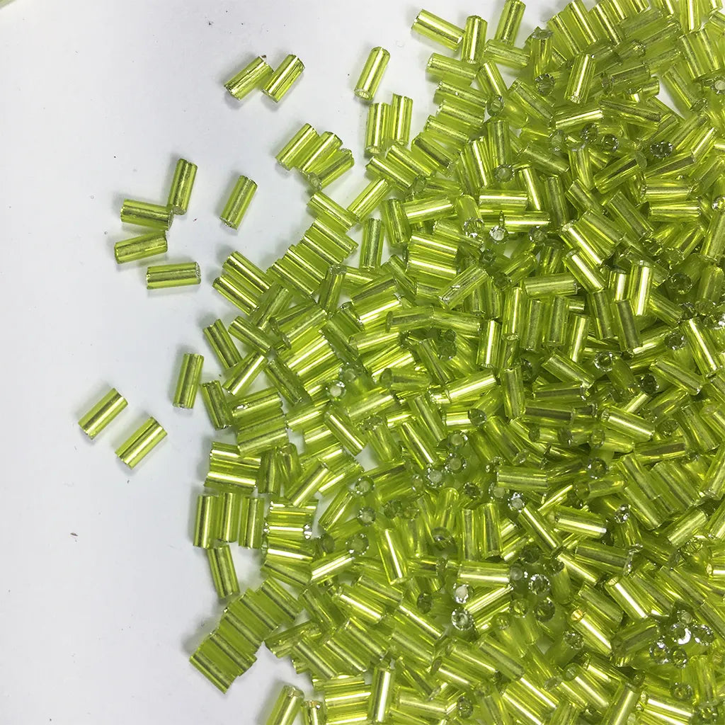 Cut Beads or Tube Bead (4mm) Lime Green Color (25grams)