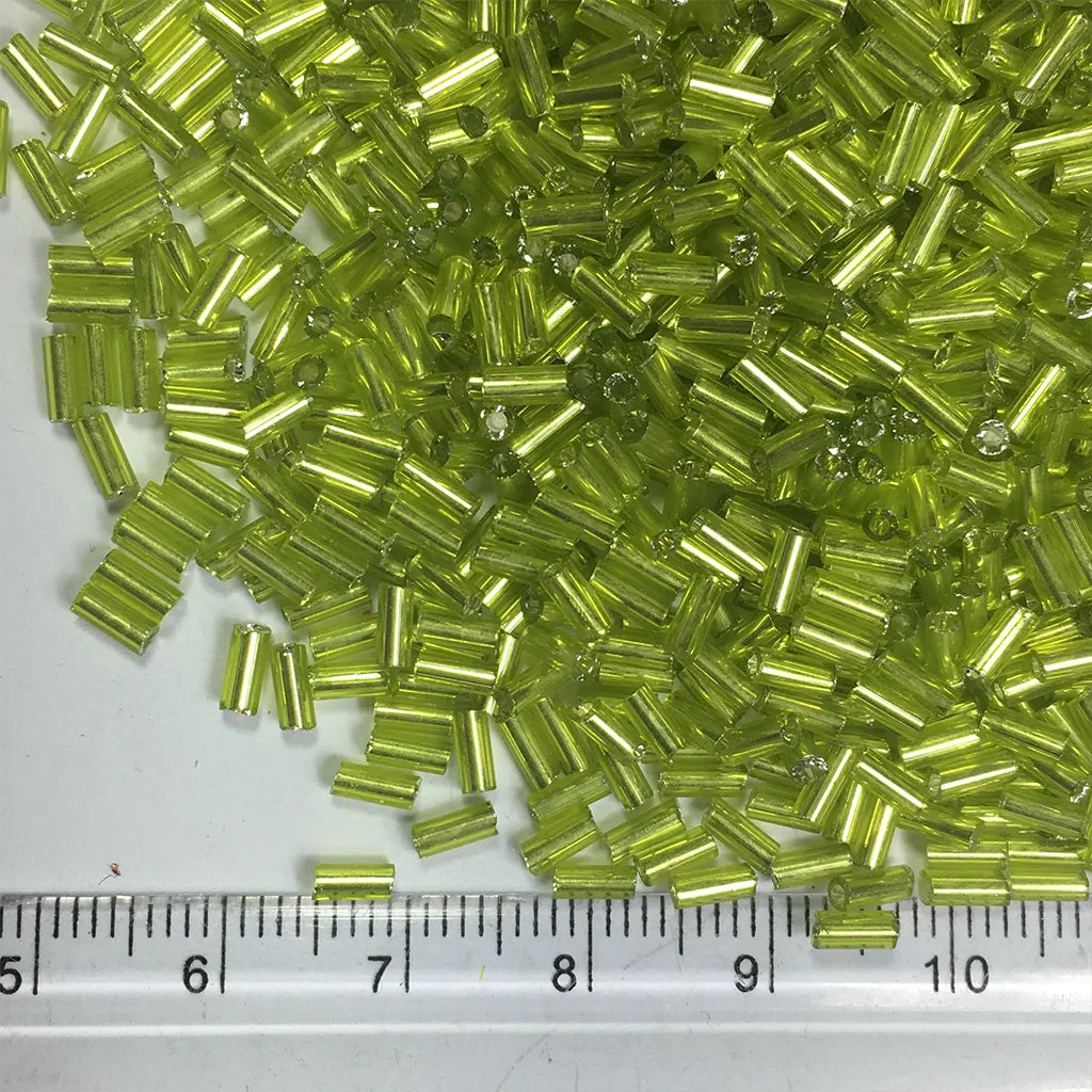 Cut Beads or Tube Bead (4mm) Lime Green Color (25grams)