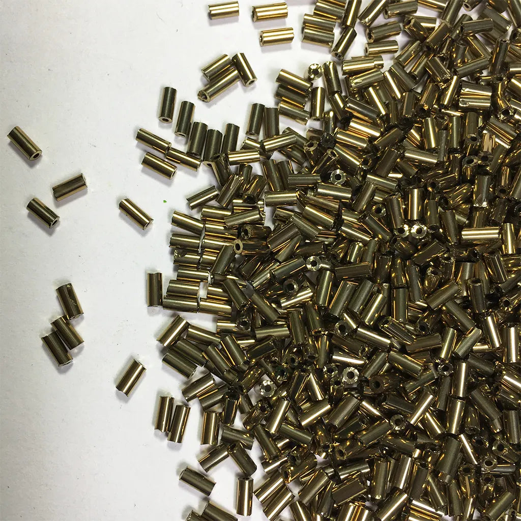 Cut Beads or Tube Beads (4mm) Antique Gold Mehndi Color (25Grams)