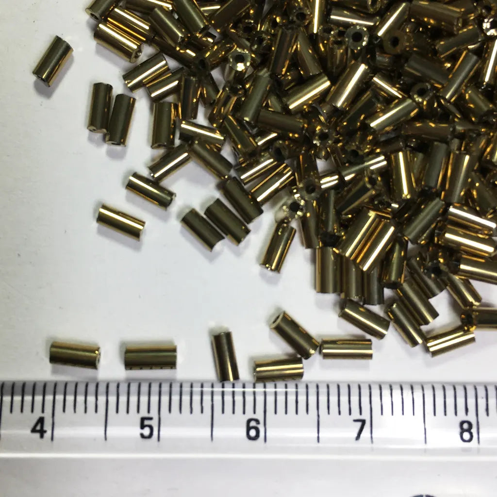 Cut Beads or Tube Beads (4mm) Antique Gold Mehndi Color (25Grams)