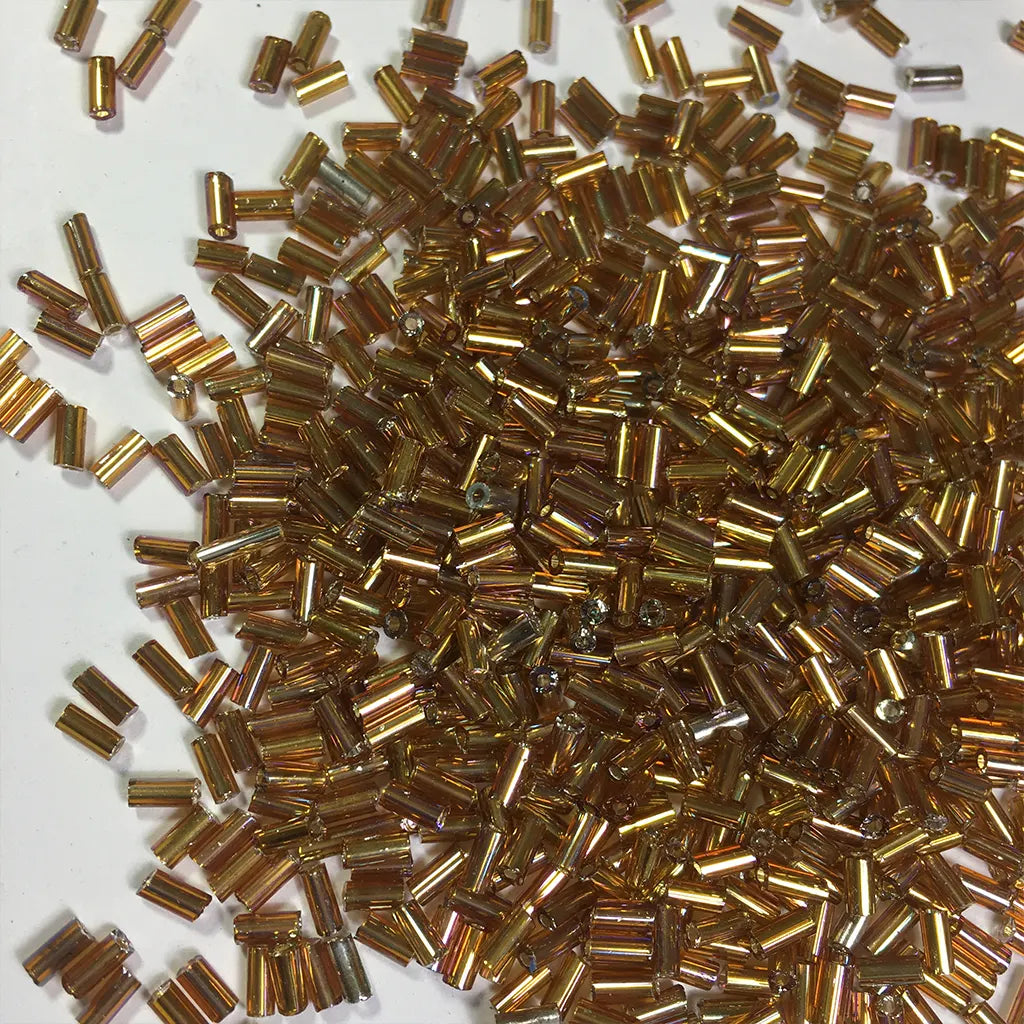 Cut Beads or Tube Beads (4mm) Gold Color with Multicolor Shade