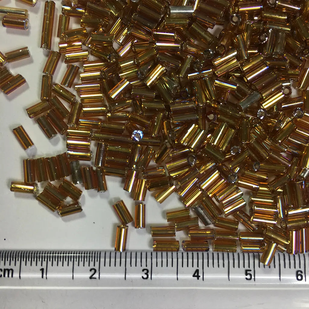 Cut Beads or Tube Beads (4mm) Gold Color with Multicolor Shade
