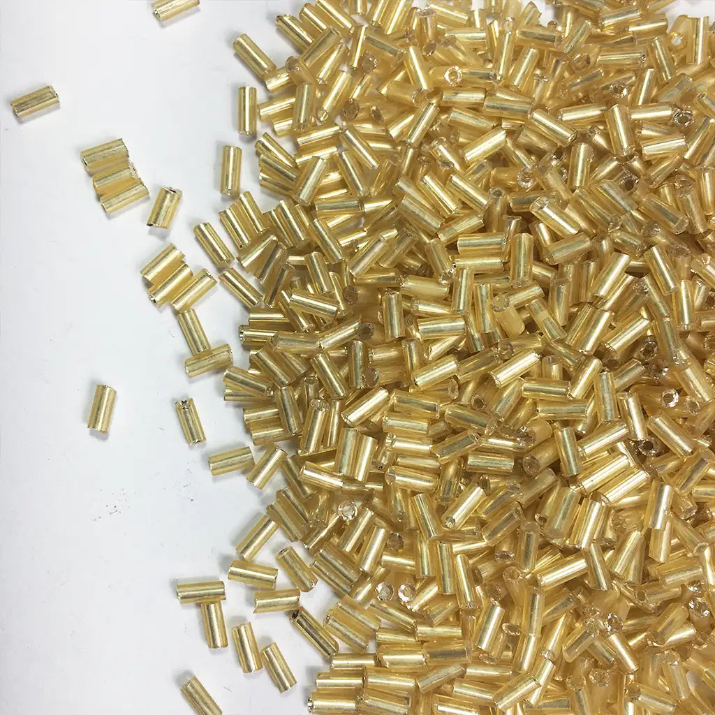 Cut Beads or Tube Bugle Beads (4MM) Color Gold (25grams)