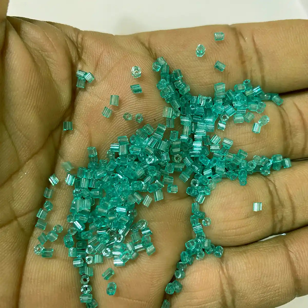 Cut Beads or Cutdana 2mm Cyan Green Color (25grams)