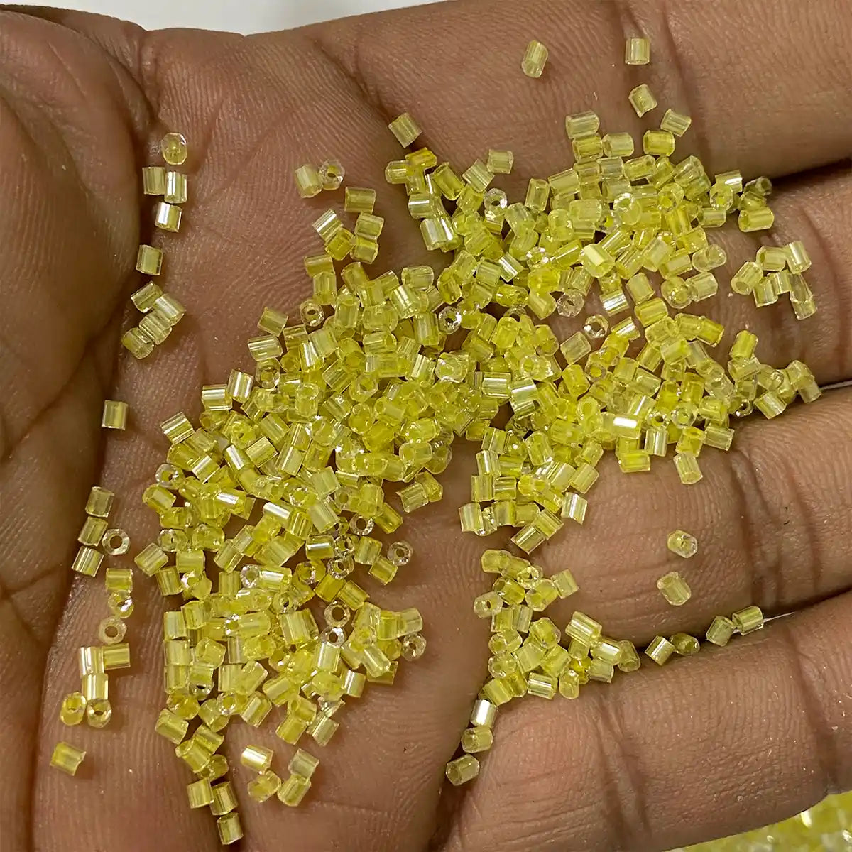 Cut Beads or Cutdana 2mm Light Yellow Color (25grams)