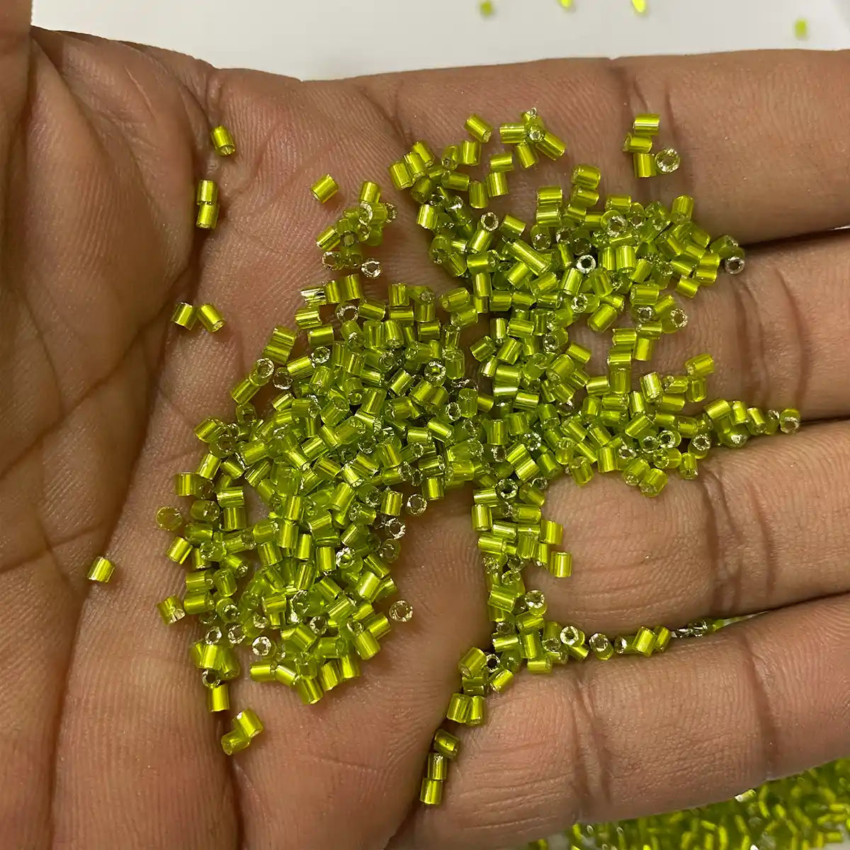 Cut Beads or Cutdana 2mm Lime Green Color (25grams)