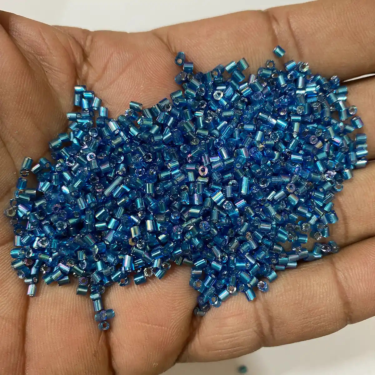 Cut Beads or Cutdana 2mm Peacock Blue Color (25grams)