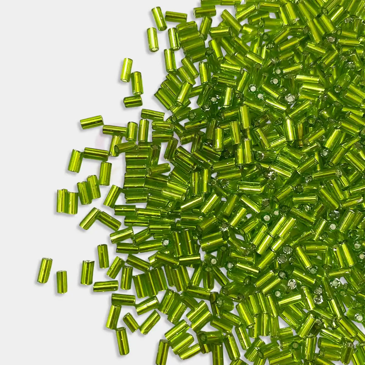 Cut Beads or Tube Bead (4mm) Lime Green Color (25grams)