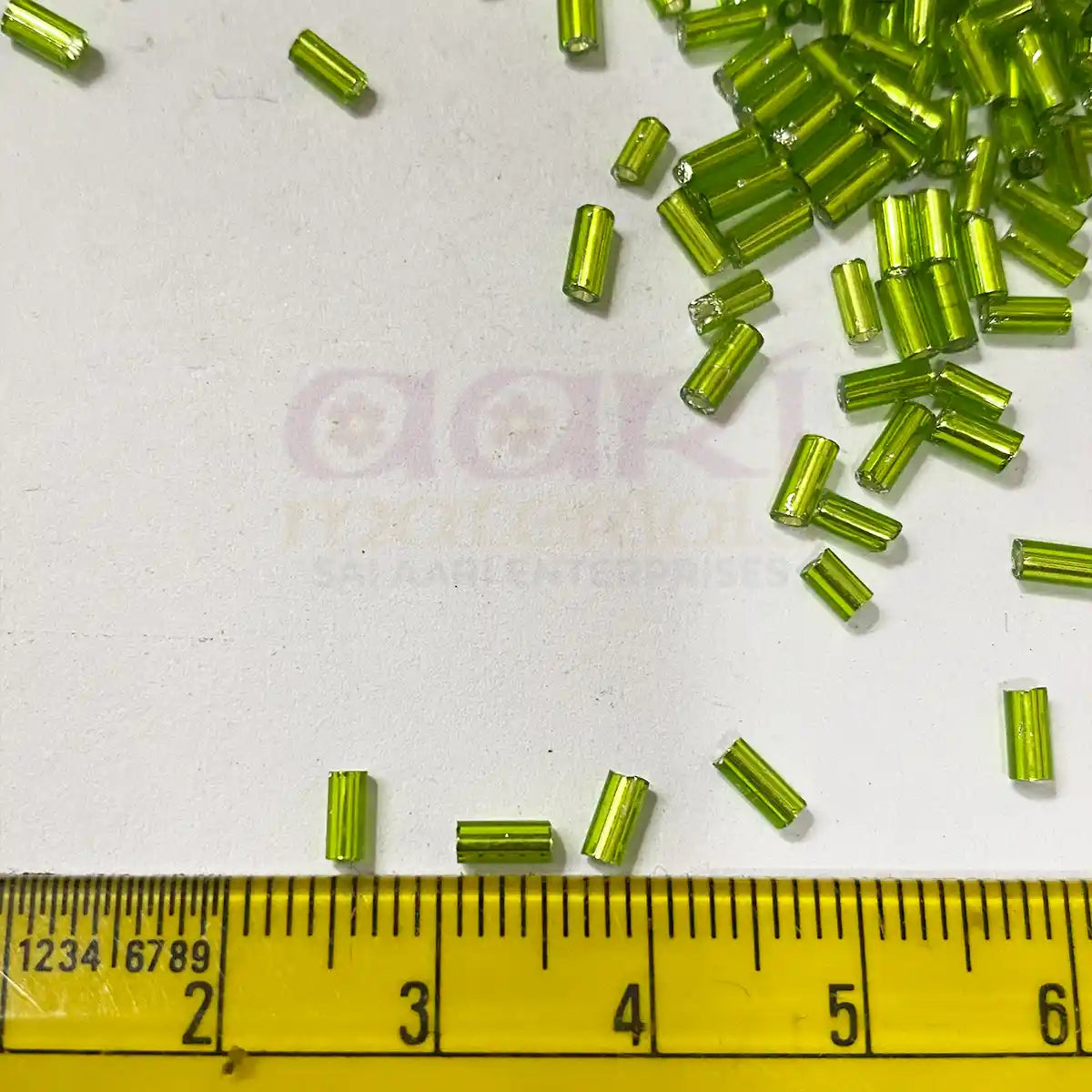 Cut Beads or Tube Bead (4mm) Lime Green Color (25grams)
