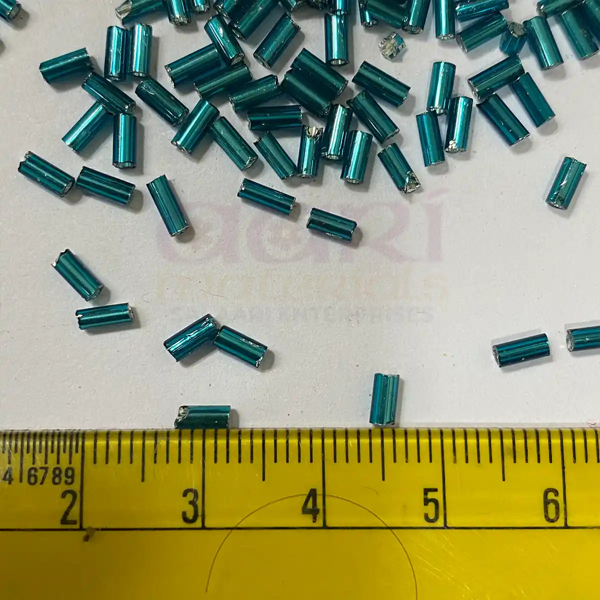 Cut Beads or Tube Beads (4mm) Peacock Blue Color (25grams)