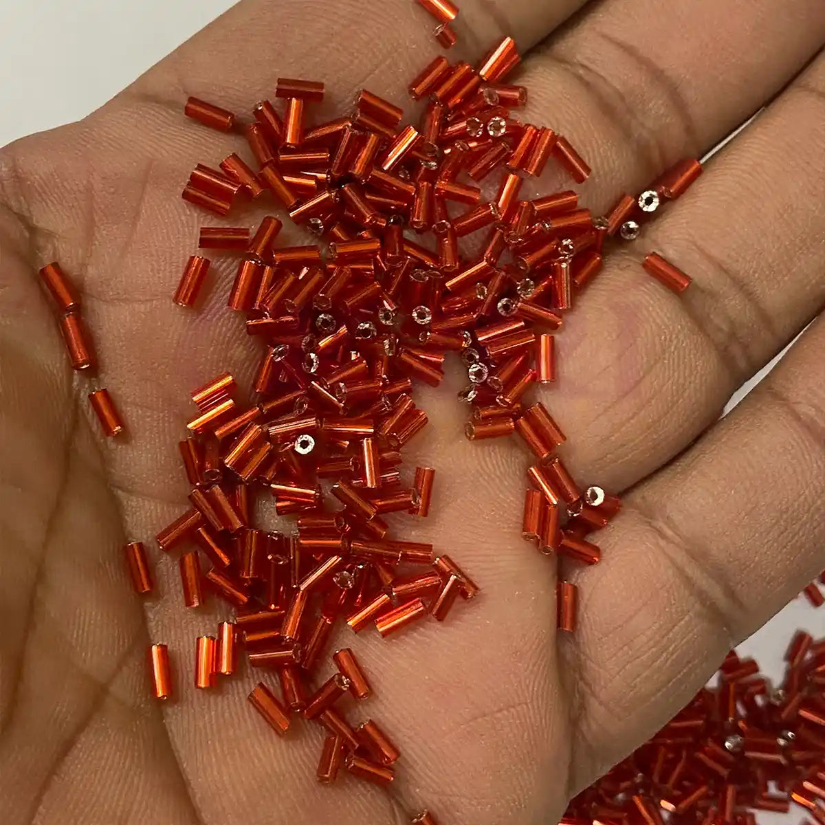 Cut Beads or Tube Beads (4mm) Red Color (25grams)
