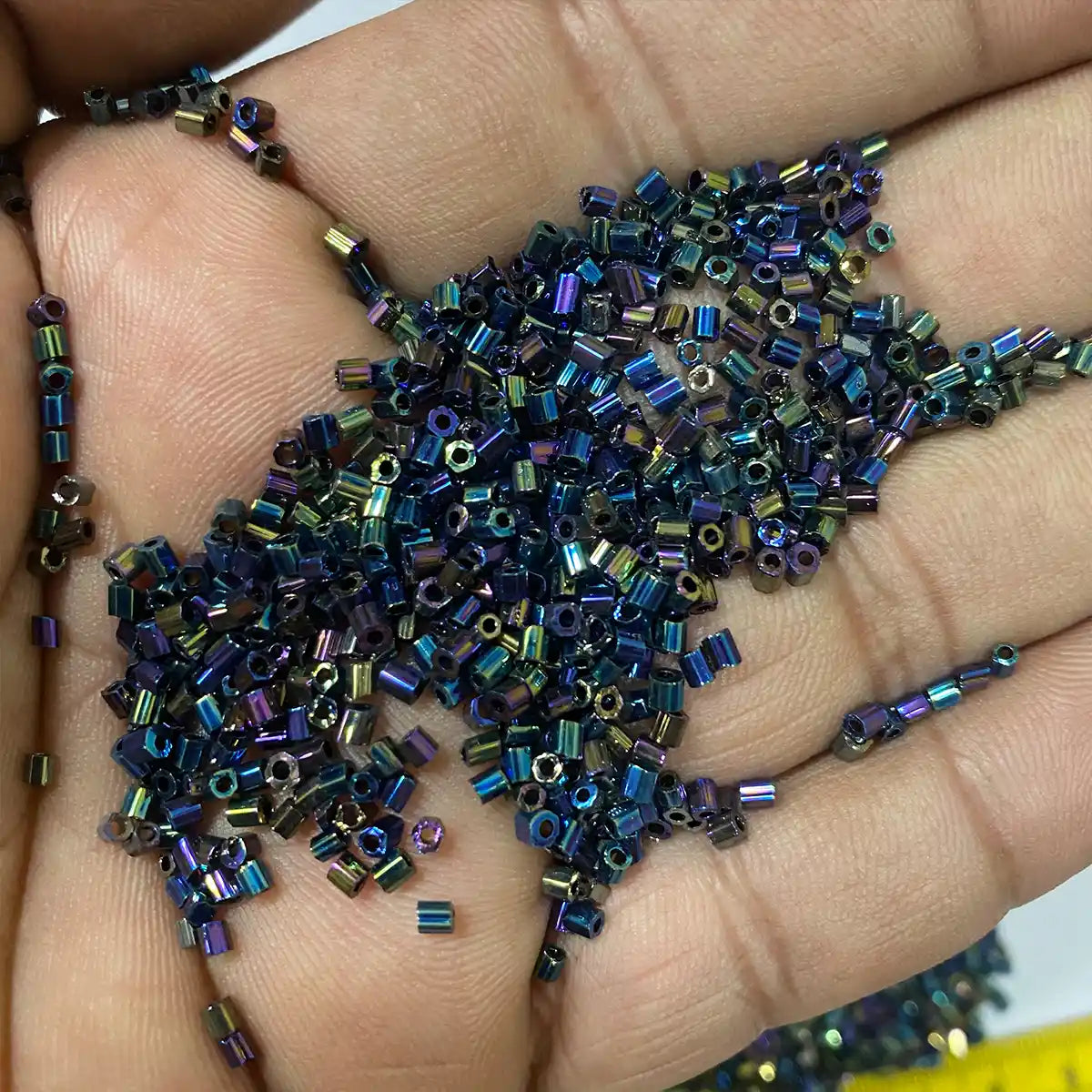 Cut Beads or Cutdana Beads (11/0-2.0mm) Peacock Color (25grams)