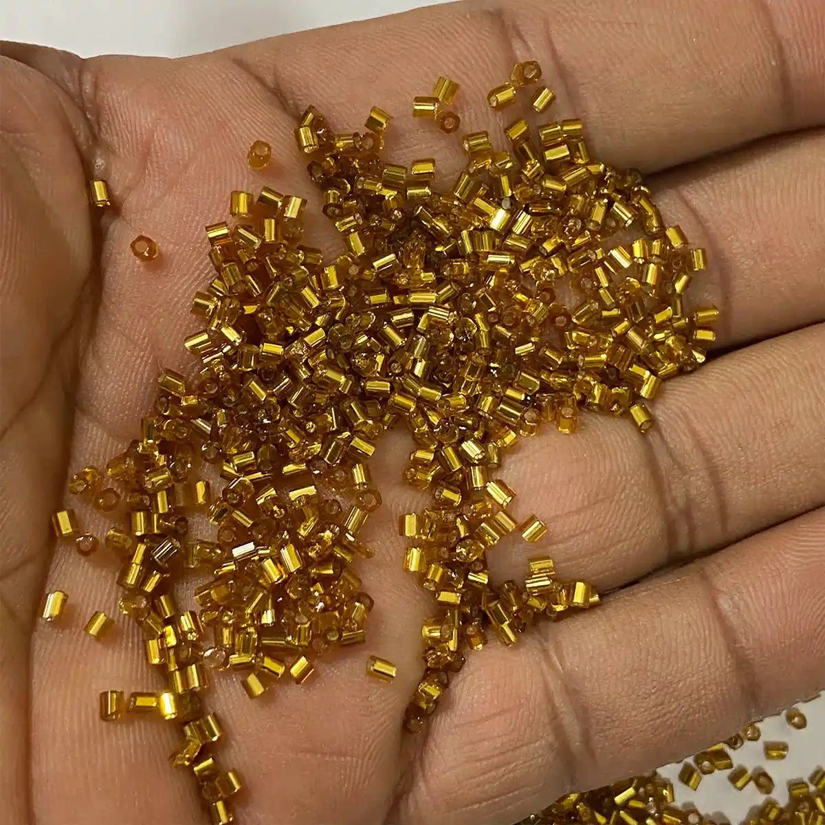 Cut Beads or Cutdana Beads (11/0-2.0mm) Shiny Gold Color (25grams)