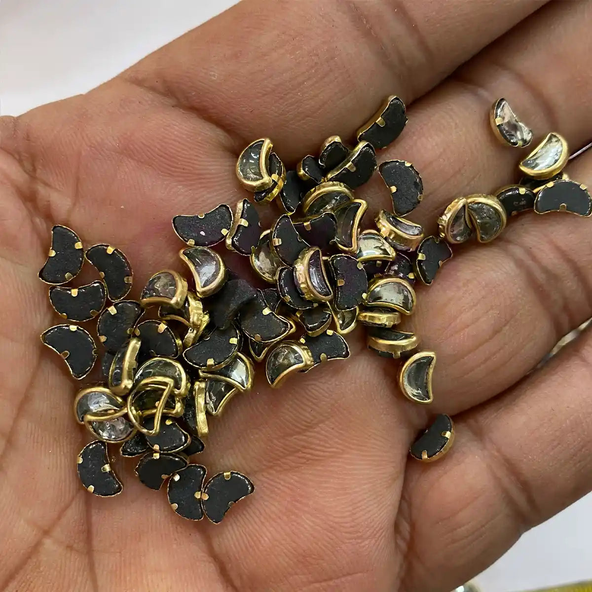 D-Cut Moon Shape  Kundan Stone 6x4mm (20grams)