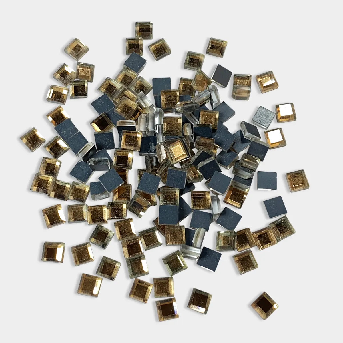 Diamond Cut On Sides of Mirror 6mm Square Shape Gold Color - 20grams