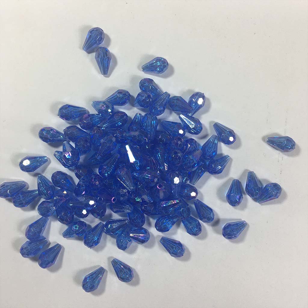 Drop Shape Hanging Beads 12x8mm Blue Color (25grams) Plastic
