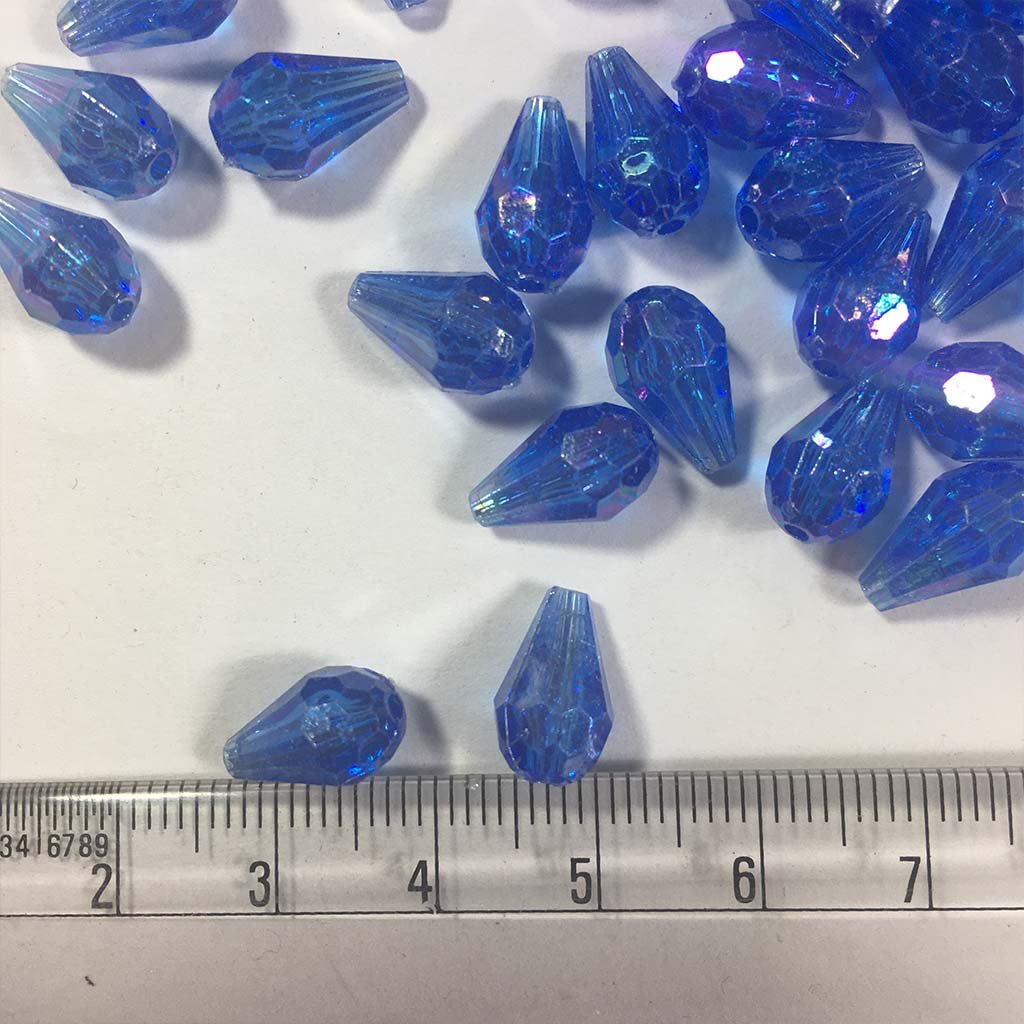 Drop Shape Hanging Beads 12x8mm Blue Color (25grams) Plastic