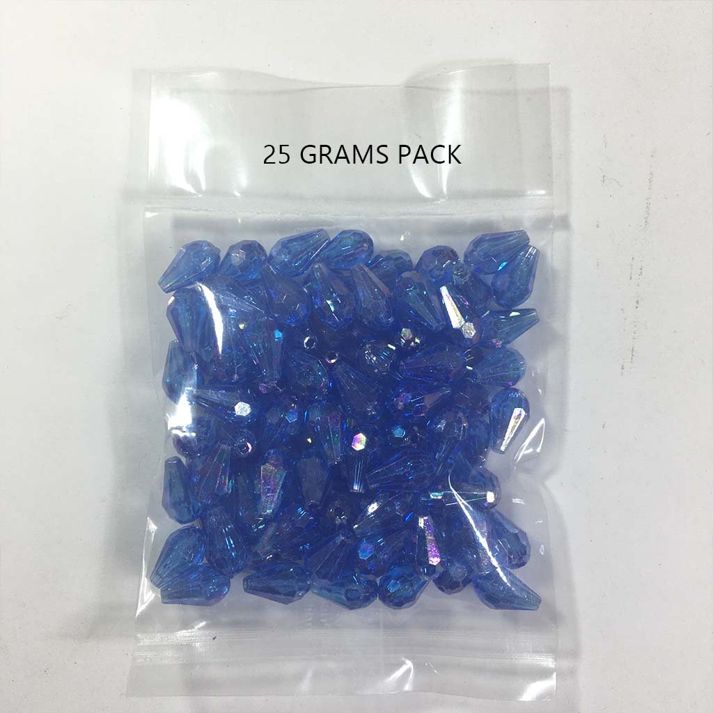 Drop Shape Hanging Beads 12x8mm Blue Color (25grams) Plastic
