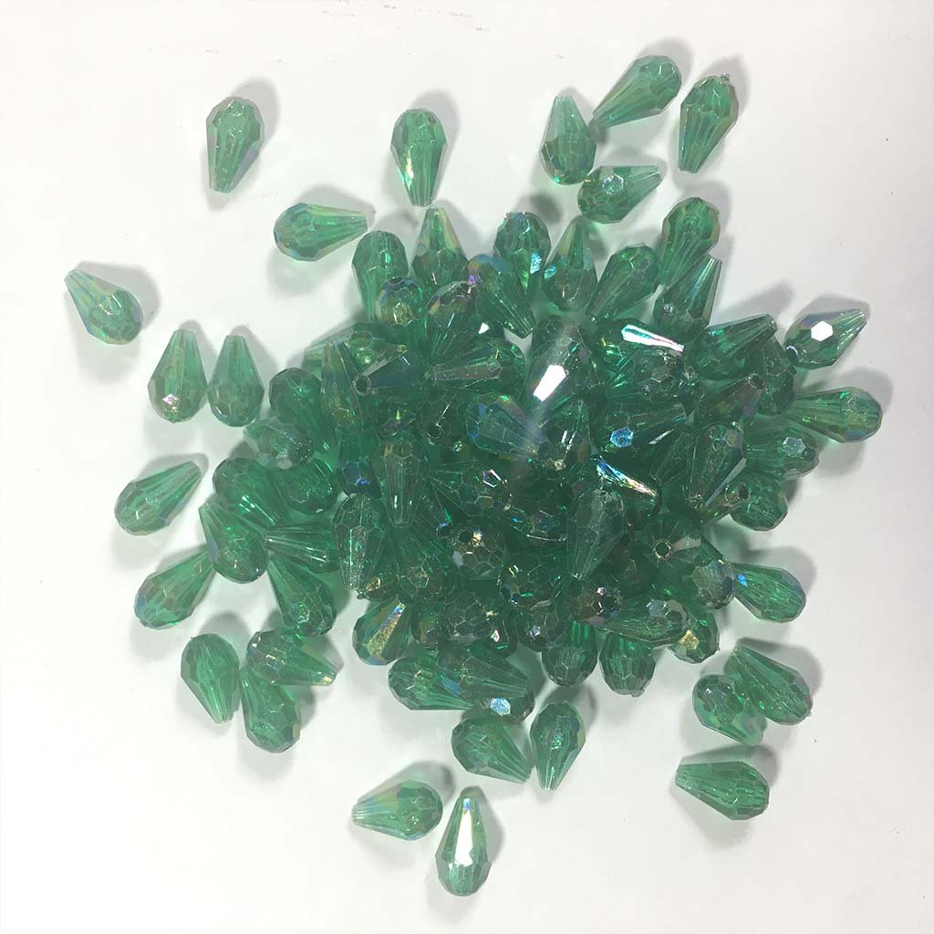 Drop Shape Hanging Beads 12x8mm Green Color (25grams) Plastic