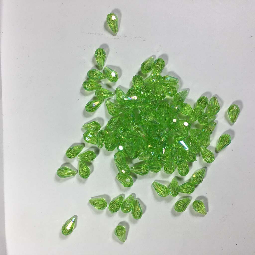 Drop Shape Hanging Beads 12x8mm Light Green Color (25grams) Plastic