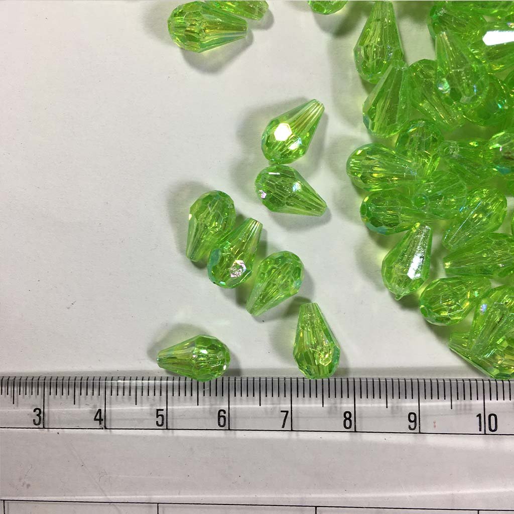 Drop Shape Hanging Beads 12x8mm Light Green Color (25grams) Plastic