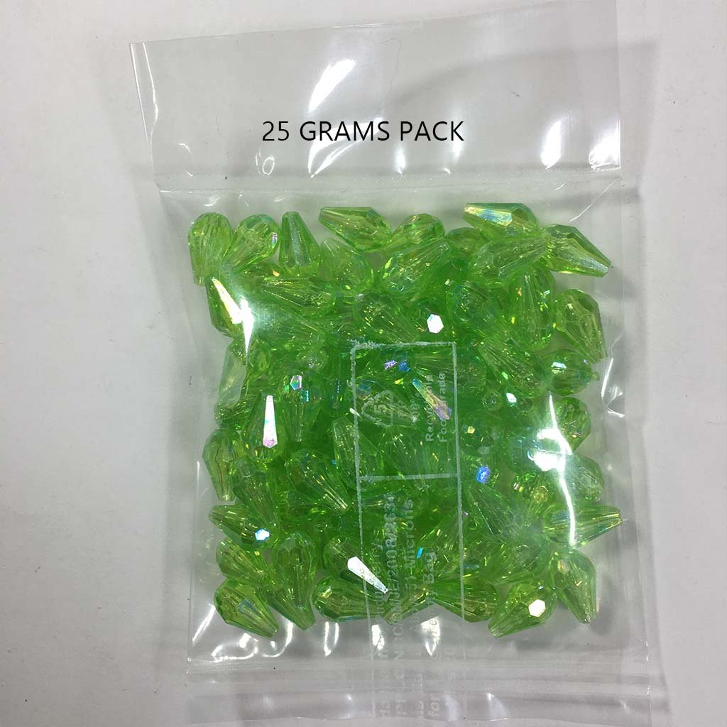 Drop Shape Hanging Beads 12x8mm Light Green Color (25grams) Plastic