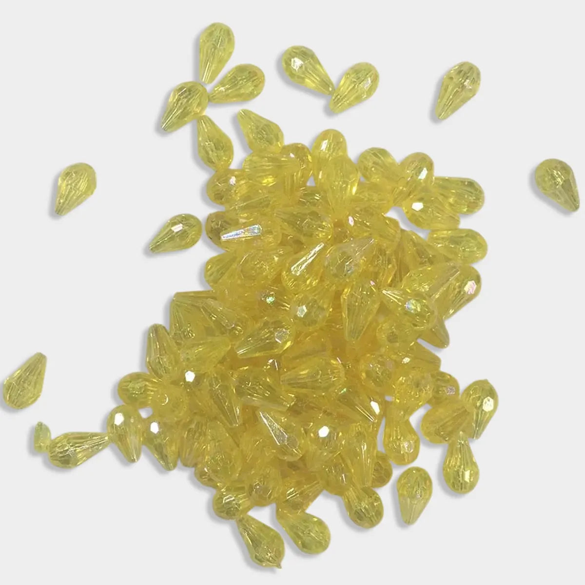 Drop Shape Hanging Beads 12x8mm Yellow Color (25grams) Plastic