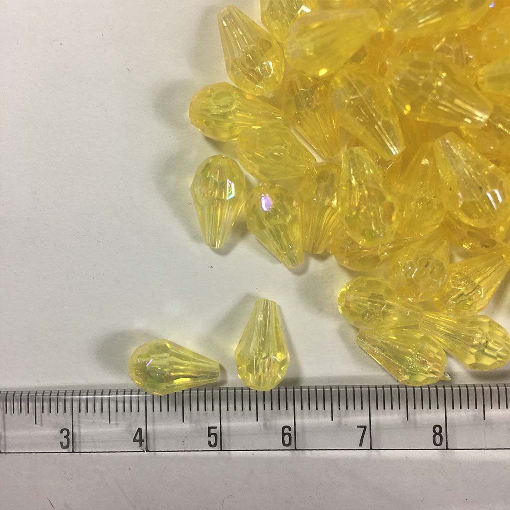 Drop Shape Hanging Beads 12x8mm Yellow Color (25grams) Plastic