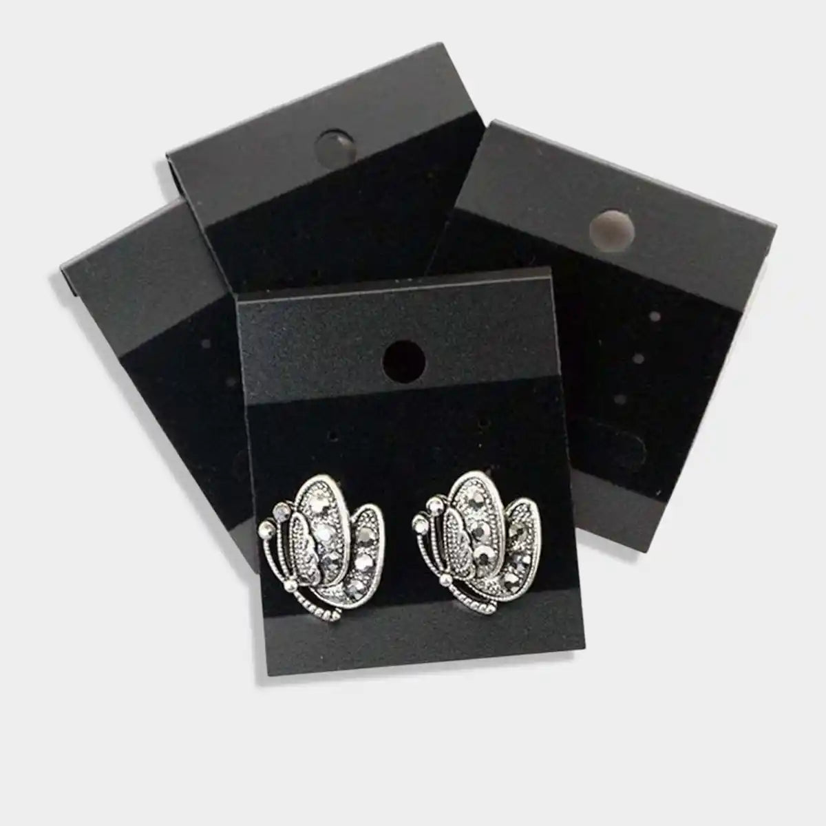 Earring Plastic Cards - Black Color Velvet Earring Display Cards 4cm (Pack of 6Pieces)