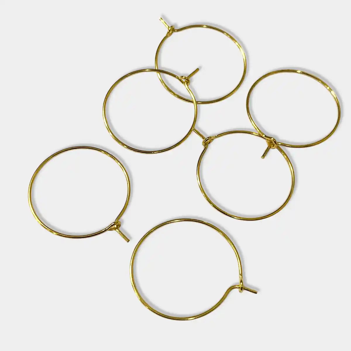 Earring Hoops 25mm 20 Pieces Gold Colour - Set of 10 Pairs