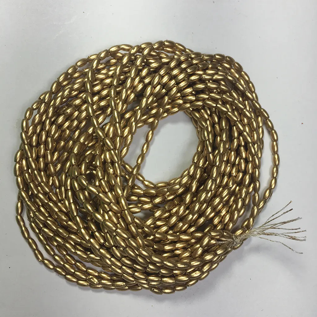 Eye Shape Beads 2MM Color Dull Gold 1Bunch (12 Line) Small Size