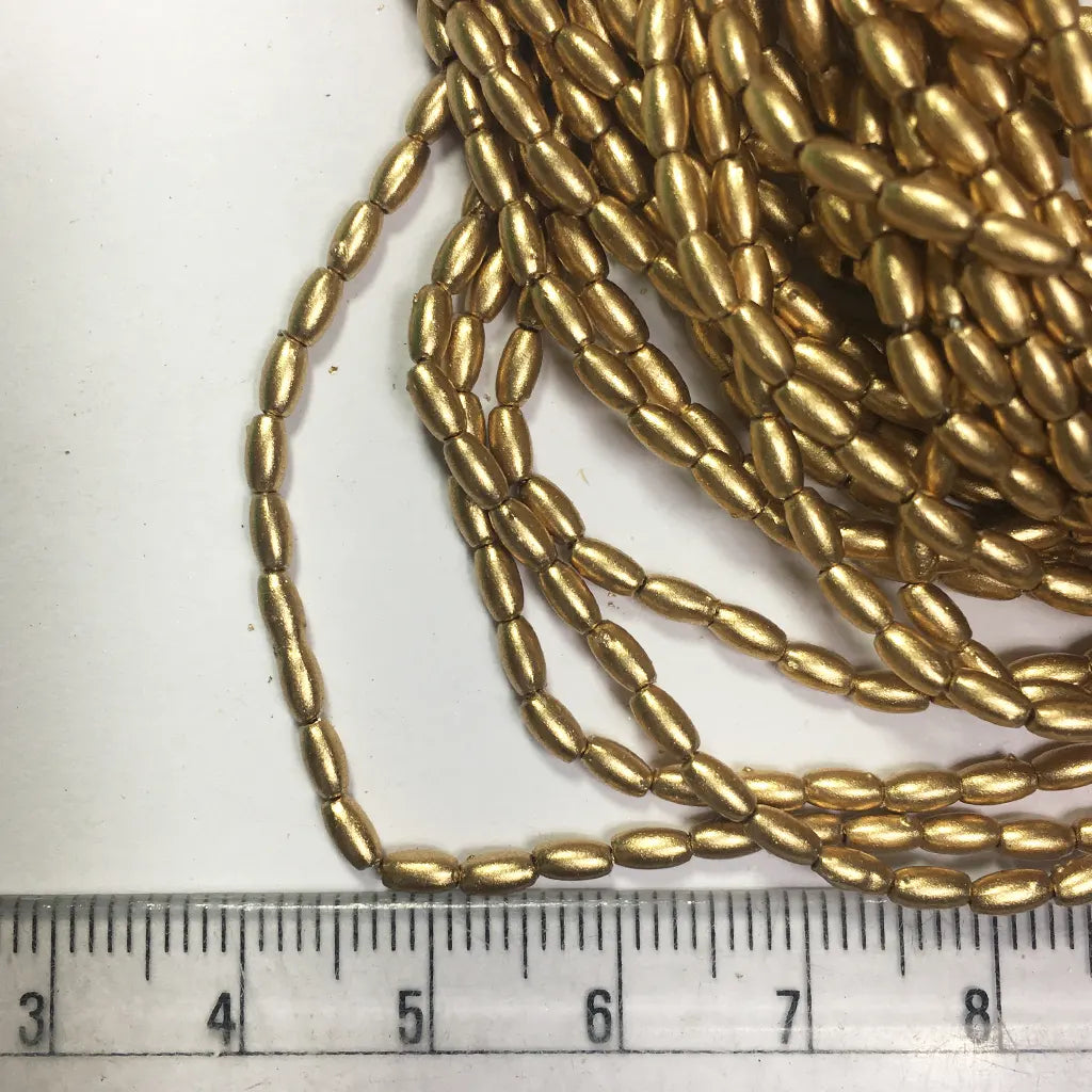 Eye Shape Beads 2MM Color Dull Gold 1Bunch (12 Line) Small Size