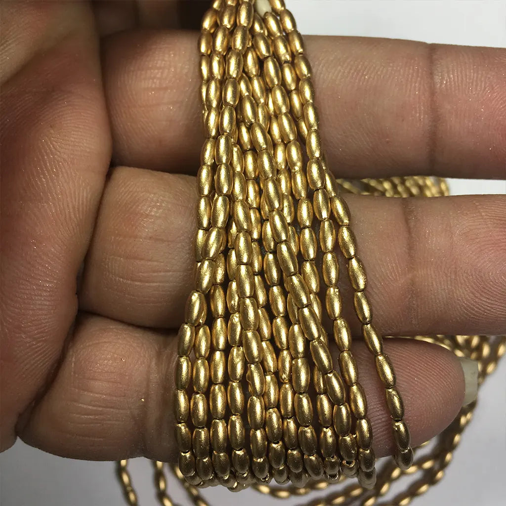 Eye Shape Beads 2MM Color Dull Gold 1Bunch (12 Line) Small Size